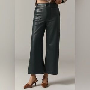 Maeve Colette Wide Leg Vegan Leather Cropped Pants